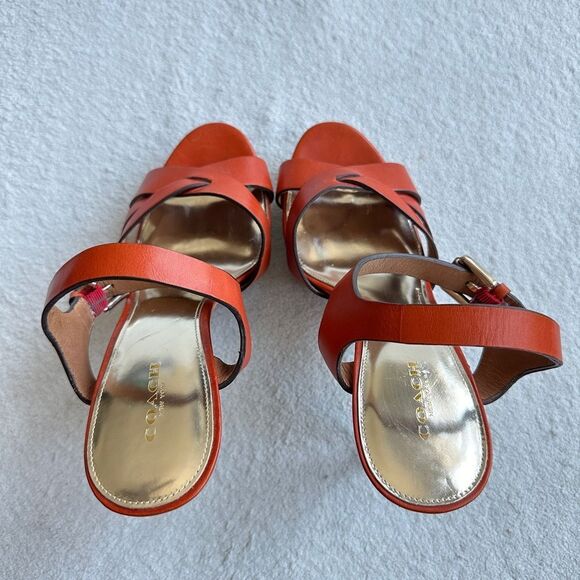 Coach Dani platform heels‎ sandals size 10 B Papaya / orange gold - Picture 12 of 12